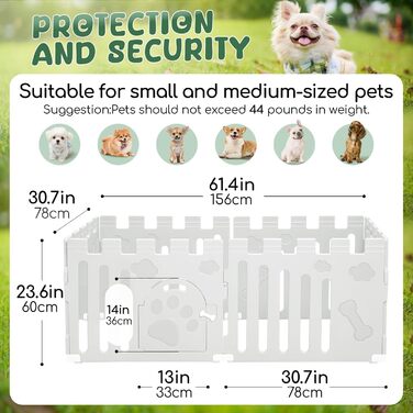 Клітка-манеж для собак та цуценят з дверима, 6-панельна, для дому, біла (156 x 78 x 60 см)