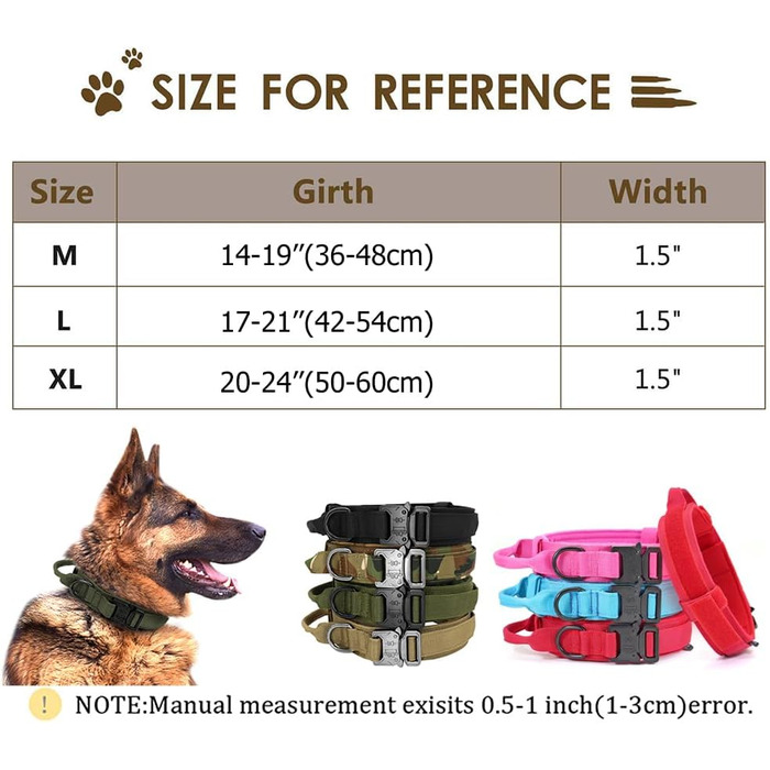 Тактичне нашийник для собак середніх та великих порід, персоналізований з іменем та номером телефону (Стиль A)