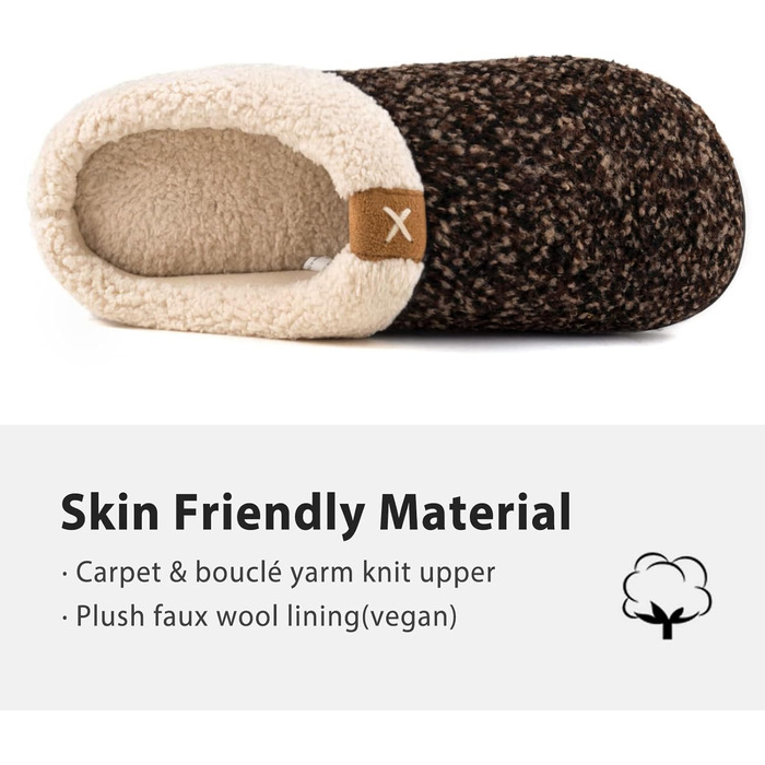 Чоловічі тапочки ULTRAIDEAS з плюшем, теплі зимові тапочки з підкладкою, що нагадує вовну, зручні тапочки з піною Memory Foam, неслизька гумова підошва, для дому та вулиці (40/41 EU, Коричневі)