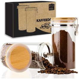 Набір кавових контейнерів Deco haus® 2 шт. з етикетками, 1,3 л - для кави, цукру, борошна, мюслі. Повітряно-непроникні контейнери для зберігання продуктів.