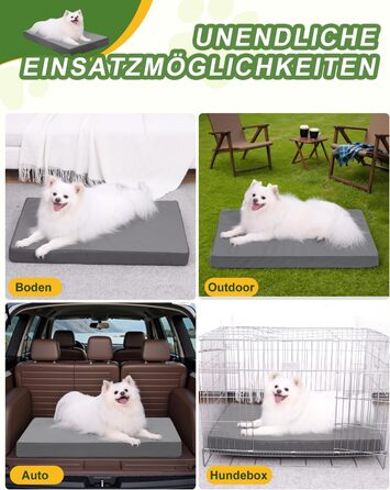 Ортопедичне ліжко для собак великих порід, 119x73 см. Знімний чохол з екошкіри, м'яке лежання, для дому та вулиці (73x45x7 см, сірий)