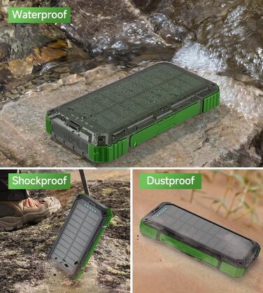 Портативний зарядний пристрій Solar Powerbank 56800mAh з бездротовою зарядкою, 30W PD, 6 виходів, ліхтарик, велика ємність для кемпінгу та подорожей (Зелений)