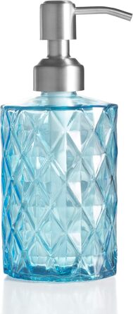 Дозатор для мила Ekirlin зі скла для кухні та ванної кімнати, 340 мл. Підходить для мила для рук, миючого засобу, ефірних олій, шампуню. З нержавіючою сталевою помпою. Колір: темно-сірий, блакитний