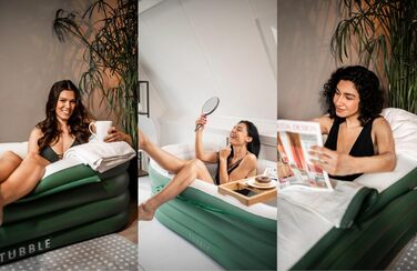 Надувна ванна Tubble® Royale 255 літрів - складана ванна для дорослих, 188 см, швидкий монтаж, для дому та вулиці, домашнє спа, крижана ванна (255 л, Emerald Green)