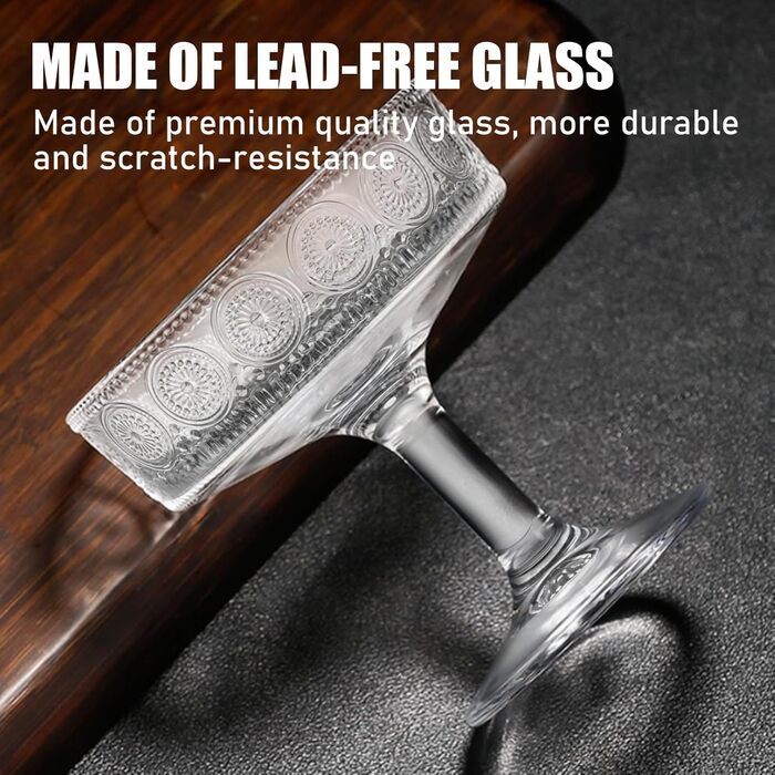 Набір келихів для коктейлів, 6 шт., 200 мл: келихи для еспресо, мартіні, купе для коктейлів, вечірок, Манхеттен, барні келихи