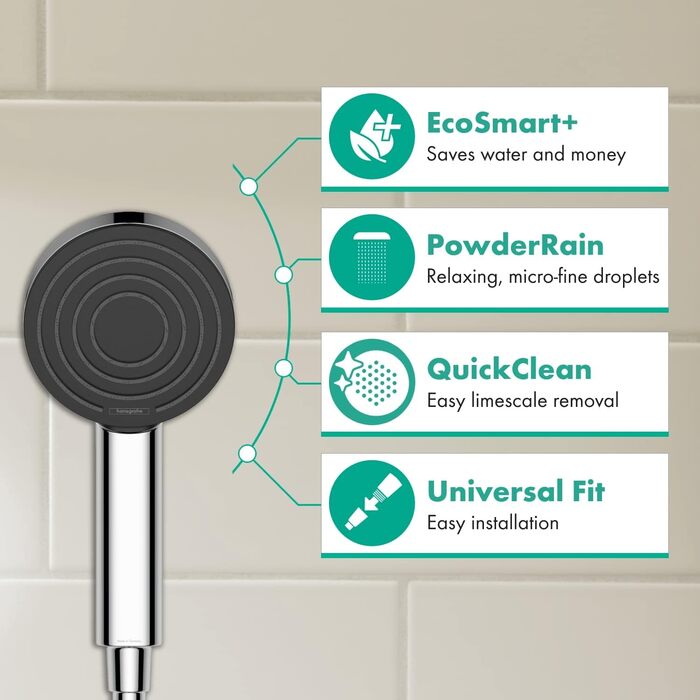 Душова лійка Hansgrohe Pulsify Select S з функцією PowderRain, 105 мм (Хром, 6 л/хв, Antikalk)