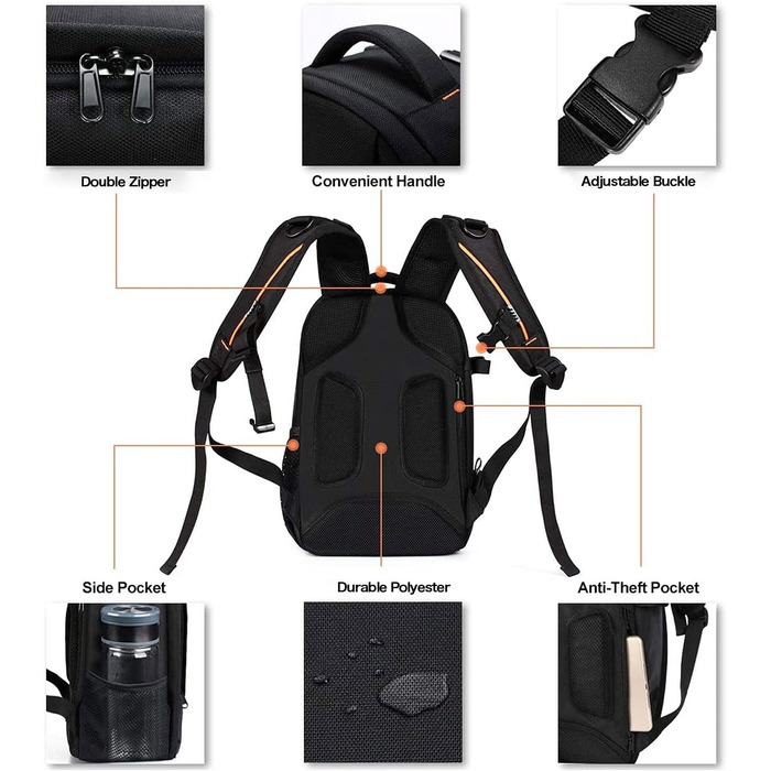 Рюкзак для фотокамери MOSISO: захищений, модульний, сумісний з Canon, Nikon, Sony