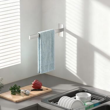 Тримач для рушників настінний без свердління, з нержавіючої сталі, подвійний, для ванної кімнати та кухні, сріблястий