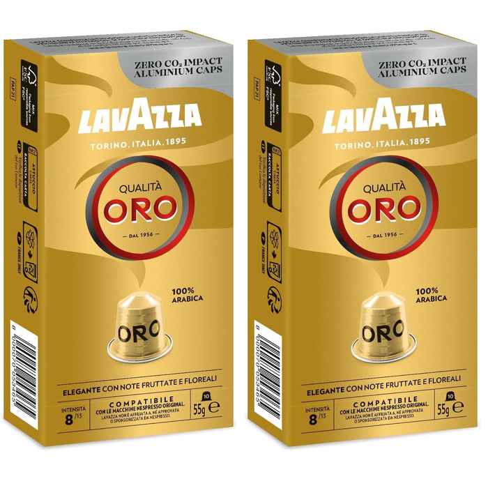 Кава в капсулах Lavazza Qualità Oro Espresso для Nespresso Original, 10 шт. x 2 упаковки (алюміній)