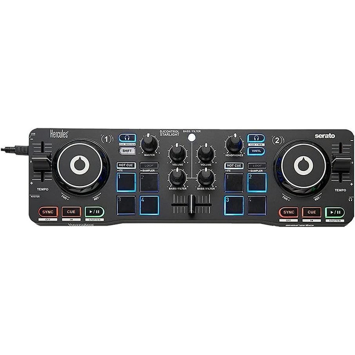 DJ контролер Hercules DJControl Starlight - портативний 2-Deck з 8 Pads, Serato DJ Lite для PC/MAC