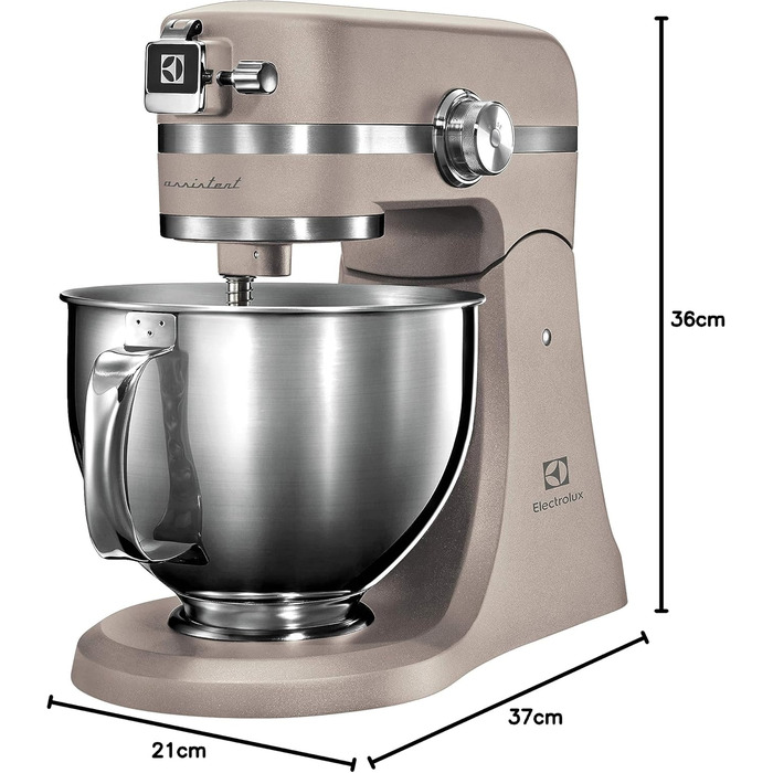Тістоміс Electrolux EKM5570 з нержавіючої сталі, 1200 Вт, 10 швидкостей, з вінчиком та кришкою, пісочний колір