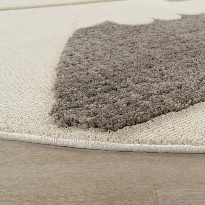 Дитячий килим Paco Home Сонце, ігровий килимок, короткий ворс, 3D-ефект, м'який, кремовий, 120 см круглий