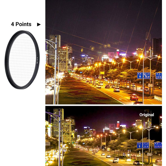 Фільтр JJC Glas-Stern 62mm (4/6/8 променів) для Sony A7/A7C/A7R/A7S/A9 + об'єктив Sony FE 90mm F2.8 Macro G OSS та інші об'єктиви з різьбою 62mm