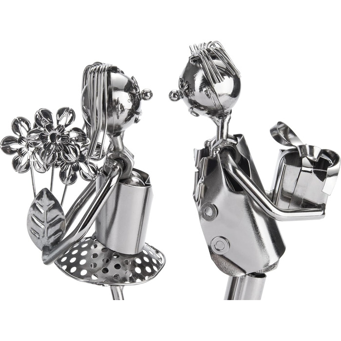 BRUBAKER Wine Bottle Holder - Loving Couple - Metal Bottle Stand with Greeting Card for Wine Gift