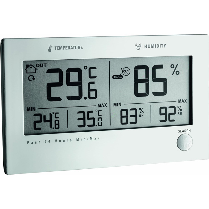 TFA Dostmann Twin Plus Radio Thermohygrometer, Comfort Icons, Frost Symbol, Display of Indoor Temperature and Humidity, Alarm, L 137 x W 17 (38) x H 83 mm