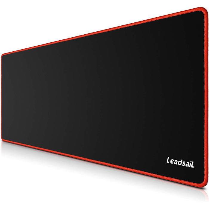 Leadsail XXL килимок для миші та клавіатури (800x300x4 мм), антивологий, преміум-текстура, для геймерів, PC, червоний