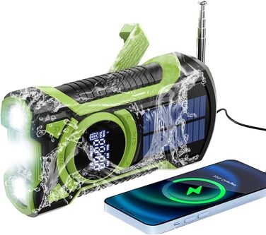 Радіо Degen DE13: портативне радіо на сонячній енергії з FM/AM/SW, LED-ліхтарик, Powerbank, для туризму та надзвичайних ситуацій