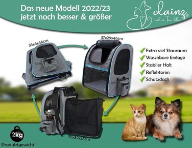 Dainz рюкзак для собак і котів до 6 кг, сірий, з міцною PVC сіткою, для маленьких тварин