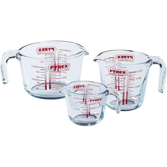 Набір скляних контейнерів Pyrex Classic 0,25л, 0,5л, 1л, прозорі, 3 шт. з 3 засобами для чищення
