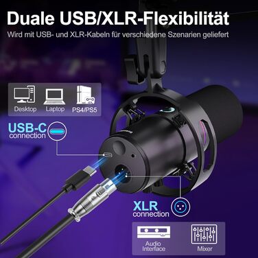 Мікрофон Socodox XLR/USB з кріпленням, для стрімінгу, подкастів, запису, геймінгу. З шумозаглушенням та регулятором гучності