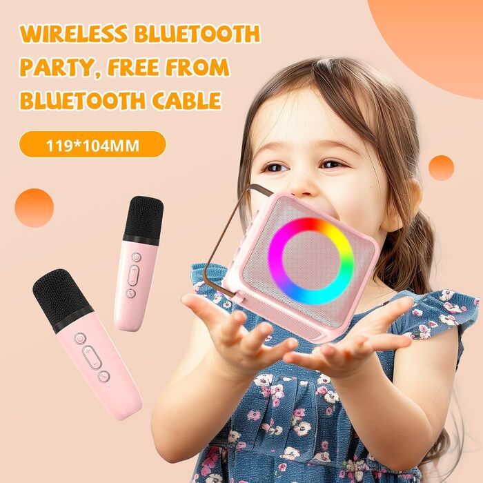 Караоке іграшка Ankuka для дітей та дорослих з 2 мікрофонами, портативна караоке-машина з LED-підсвічуванням та ефектами зміни голосу, подарунок для дітей 3-18 років, хлопчиків та дівчаток