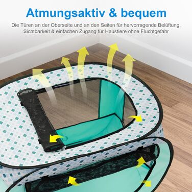 Вольвайз Вольпенлауфсталль: Переносний вольєр для цуценят 90x60x60 см, для собак, котів, цуценят, для дому та вулиці, зелений