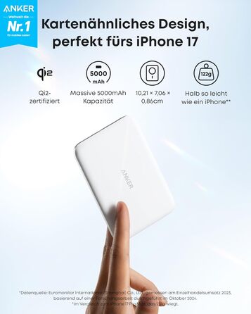 Anker Powerbank Nano: компактний 5000mAh, Qi2, MagSafe, 15W, для iPhone 16/15/14/13/12