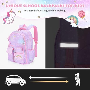 Рюкзак для дівчинки Schulrucksack фіолетовий, 43x35x17 см, велика місткість, з нагрудним ременем, для школи, 5-10 років