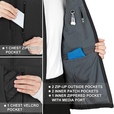 Чоловіча безрукавна куртка-софтшелл 33,000ft, чорна. Водонепроникна, з флісовою підкладкою.