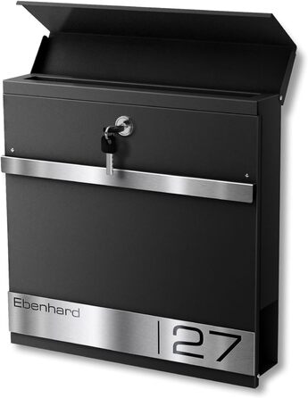 Поштова скринька Metzler Premium Stencil Anthrazit з газетницею та табличкою для імені - настінна, нержавіюча сталь V2A з порошковим покриттям RAL 7016