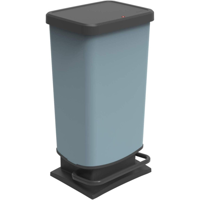 Відро для сміття Rotho Paso 40л з педальним механізмом та кришкою, пластик PP, BPA-free, металік, 40л (35.3 x 29.5 x 67.6 см), блакитне
