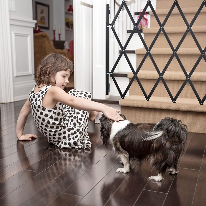 Захисний загороджувач для собак Relaxdays, висувний до 96 см, 48,5-60 см у висоту, чорний (XL)