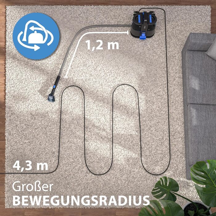 MONZANA® Апарат для чищення м'яких меблів та килимів - пилосос для миття з насадкою 2-в-1, шланг 1,2 м, радіус дії 5,5 м. Для дому