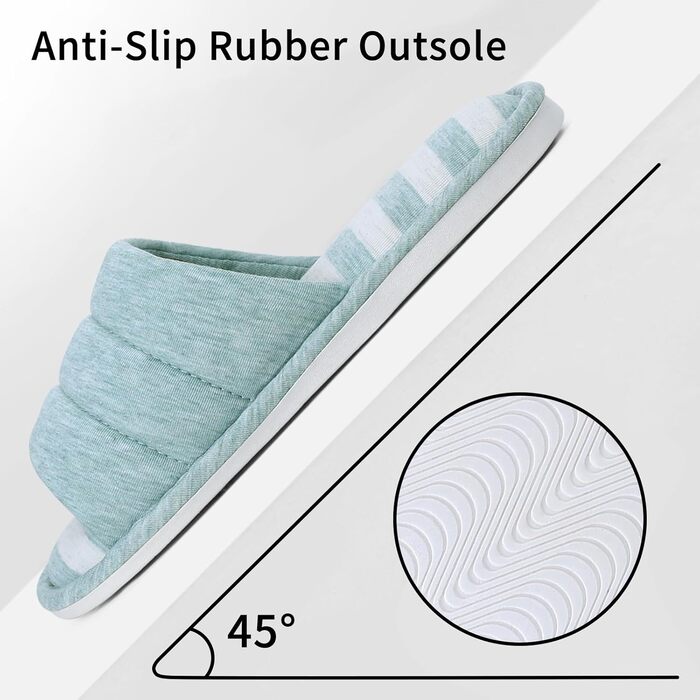 Шкарпетки-тапочки shevalues для дому з відкритим носком, бавовна, меморі-піна, сліпони, для спальні, розмір 7.5-8.5 (жіночий)/6.5-7.5 (чоловічий), колір: Teal