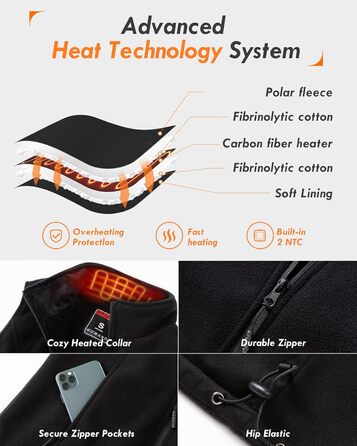 Обогревна жилетка для жінок з Powerbank 7.4V 12000mAh, 8 зон нагріву, 3 температурні режими, для катання на лижах/мотоциклі, чорний