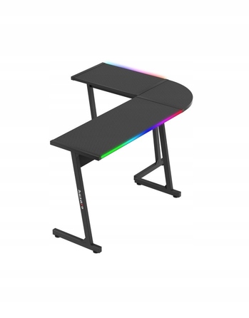 Ігровий кутовий стіл Huzaro Hero 6.0, чорний, RGB LED, регульовані ніжки