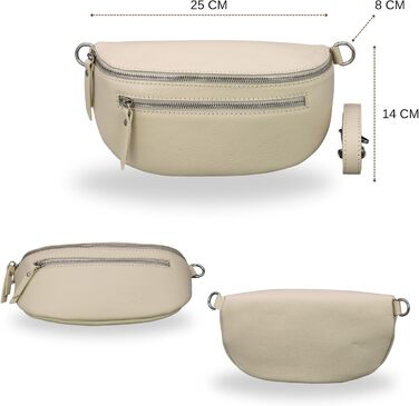 Жіноча сумка Brise Art Lucia з екошкіри, італійського виробництва. Сумка-бананка, кросбоді з регульованим ремінцем, 3 відділення. Чорний/Бежевий колір