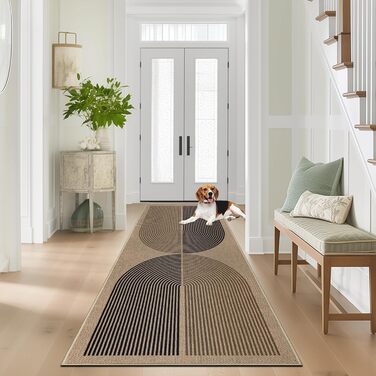 Килимок для підлоги 80x200 см з джуту - чорно-коричневий, неслизький, для кухні, коридору, спальні, балкону