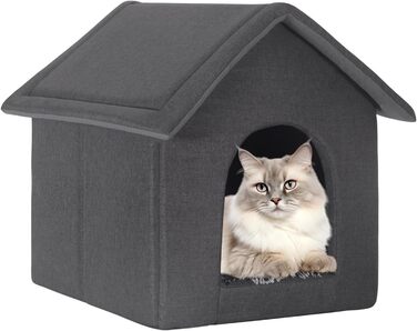 Будка для собак та котів EUGAD з плюшевою подушкою, 45x40x45 см, сіра
