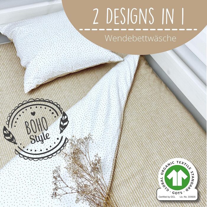 Набір постільної білизни для немовлят з органічної бавовни GOTS (Oeko-Tex100), 100 x 135 см. Комплект постільної білизни для дитячого ліжечка: подушка та ковдра для хлопчиків та дівчаток (пісочний колір). Підходить для дитячих та ліжечок для малюків, розм