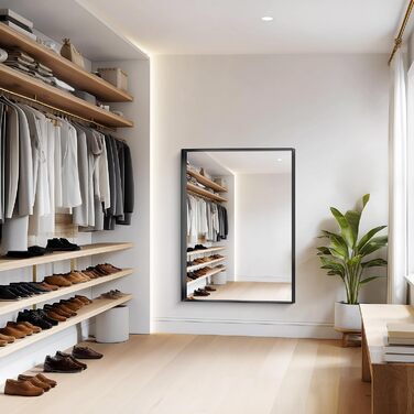 Дзеркало настінне прямокутне без рами 75x75 см для ванної, спальні, вітальні. Чорний колір, вертикальна/горизонтальна орієнтація