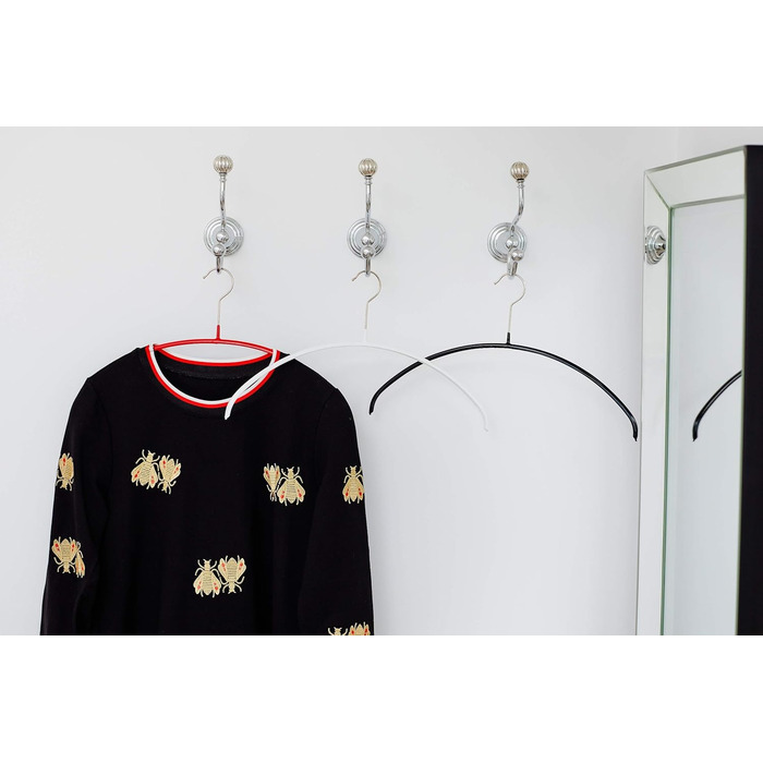 MAWA Clothes Hangers, Set of 10 high-quality, space-saving, non-slip clothes hangers, ideal for T-shirts and sweaters, with a 360° rotatable hook and non-slip coating, 46 cm, Black
