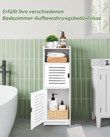 Aimu waterproof bathroom cabinets, bathroom storage units with open storage shelves, freestanding floor cabinets, corner organizers for bedroom, kitchen, hallway, white, 74x20x24 cm