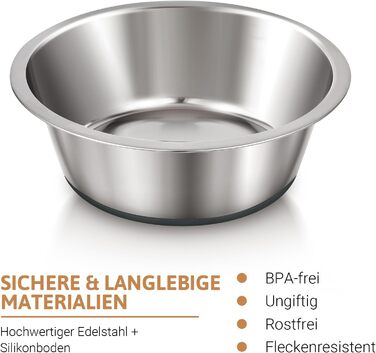 Набір мисок для собак PEGGY11 з нержавіючої сталі, 2 шт., 1,92 л - миски для корму та води для великих собак