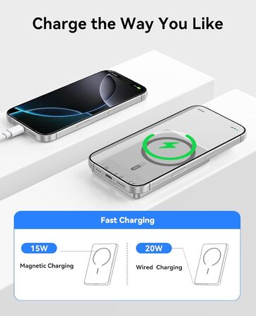 Power Bank Orico Kada Magsafe 5000mAh – Бездротовий павербанк з USB-C, Магнітне підключення, 20W PD, сумісний з iPhone 16/15/14/13/12