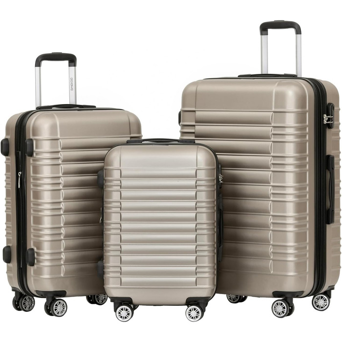 Набір валіз Beibye Hartschalen: велика, середня, маленька (кофе, шампань)