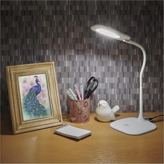 LED настільна лампа EMOS STELLA 6,5W з регулюванням яскравості, 4000K, гнучкий шарнір, 1,7м кабель, CRI>80