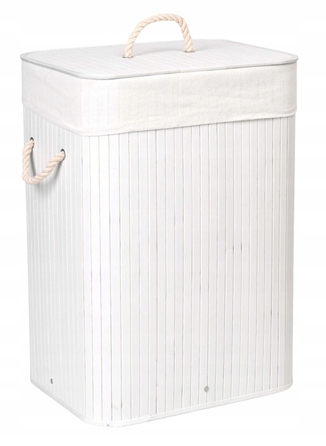 Кошик для білизни та одягу з кришкою, 80 л, 1 секція, білий