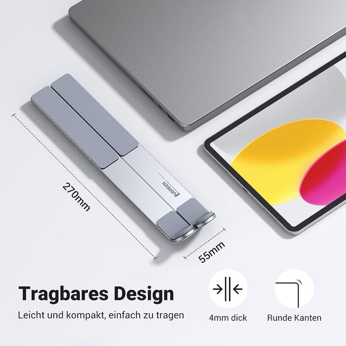 Підставка для ноутбука UGREEN з регулюванням висоти, алюміній, 5 рівнів, вентиляція, ергономічна, до 17.3 дюймів, сумісна з MacBook, Asus, Acer, HP, Dell