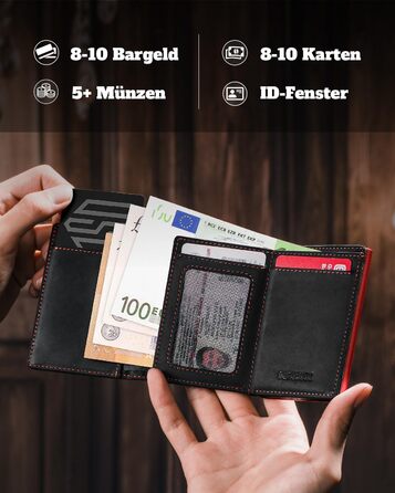 Портмоне чоловіче DODENSHA MagSnap Slim з відділенням для монет, RFID захистом, на 10+ карт, чорно-червоне